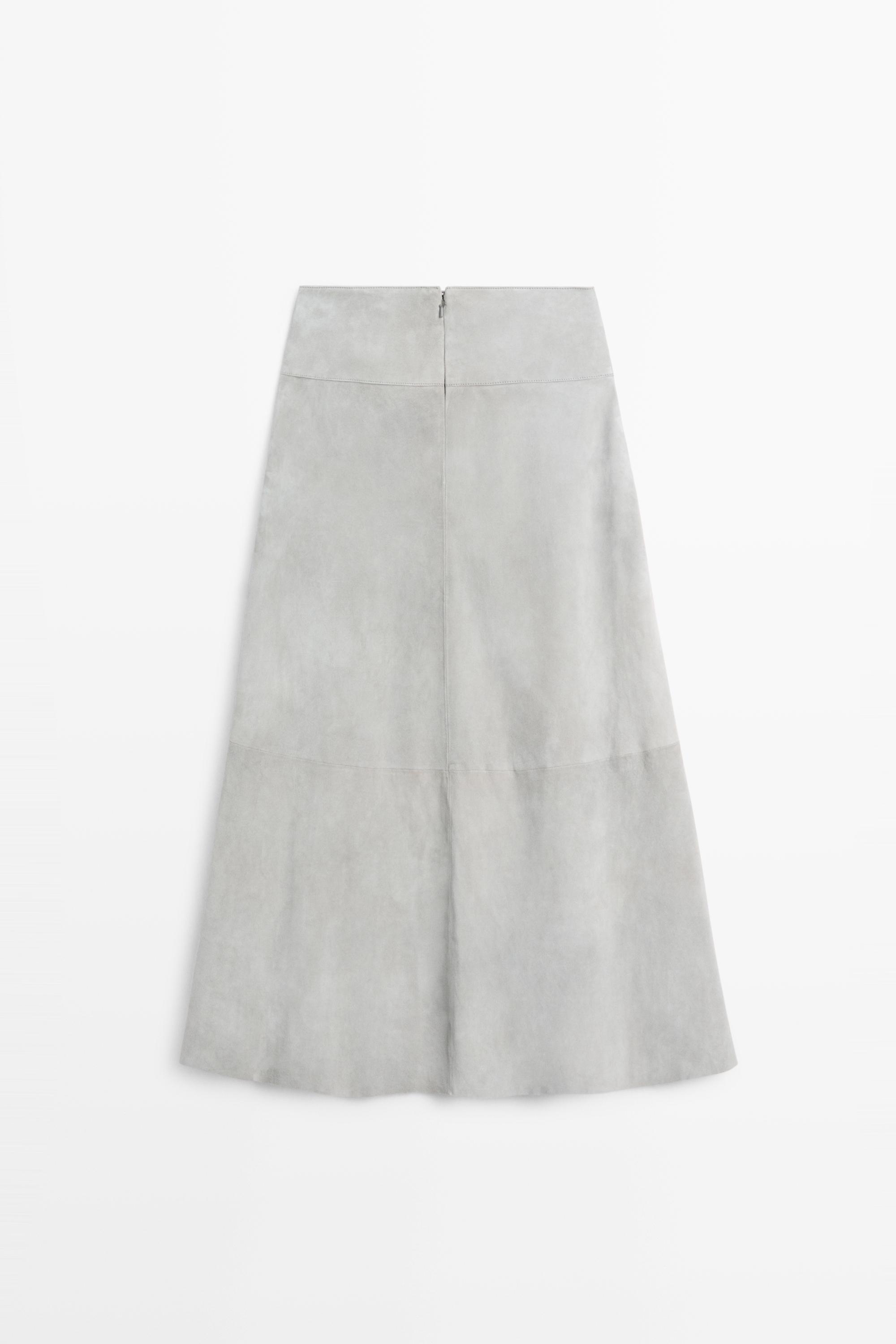 Suede leather sash skirt